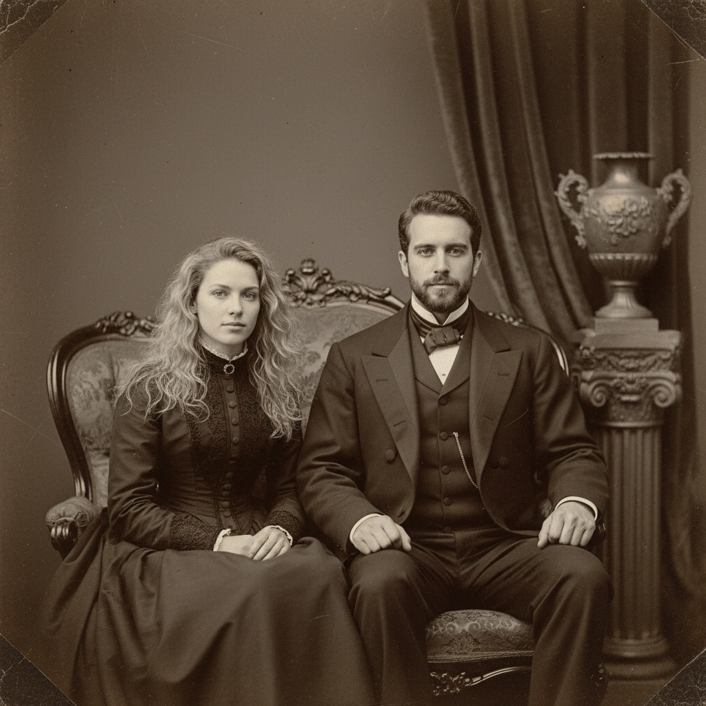 AI-generated historical-style family portrait
