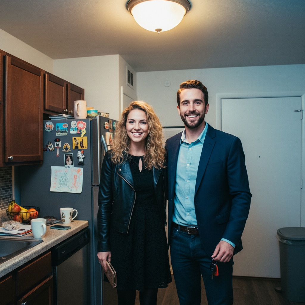 AI-generated group photo style: Apartment — Kitchen Pre-Game