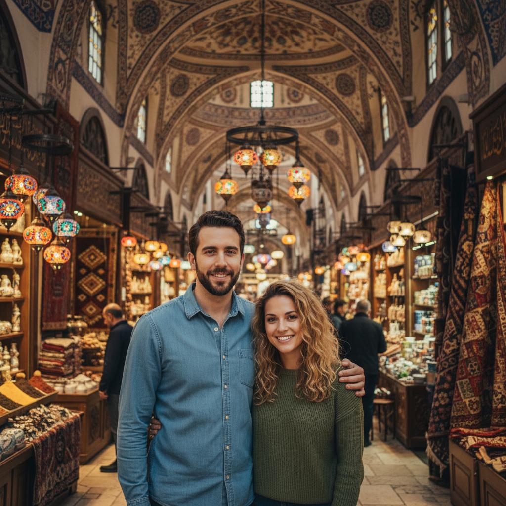AI-generated group photo style: Istanbul — Grand Bazaar